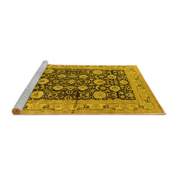 Sideview of Machine Washable Oriental Yellow Industrial Rug, wshurb1756yw