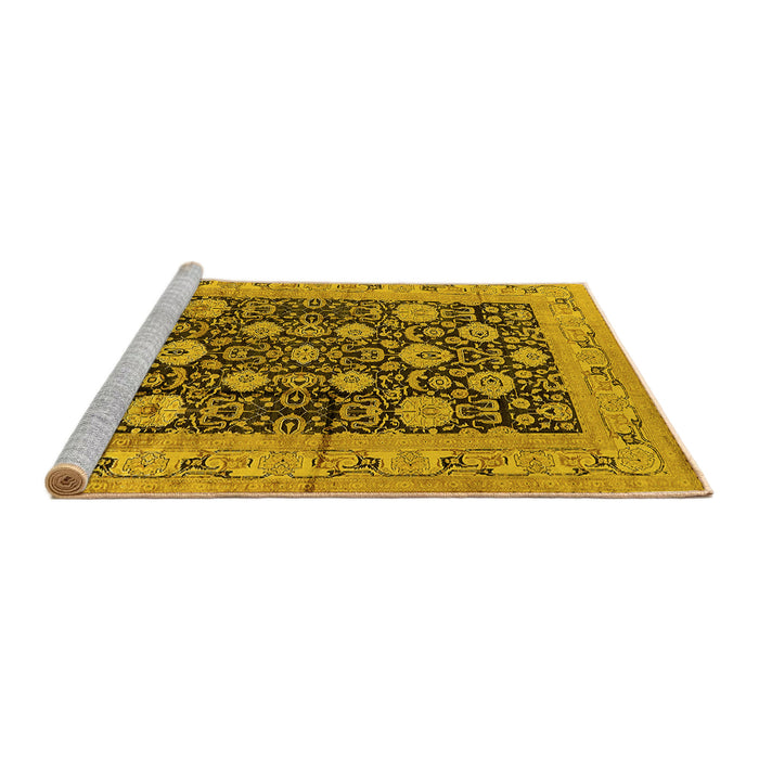Sideview of Machine Washable Oriental Yellow Industrial Rug, wshurb1756yw
