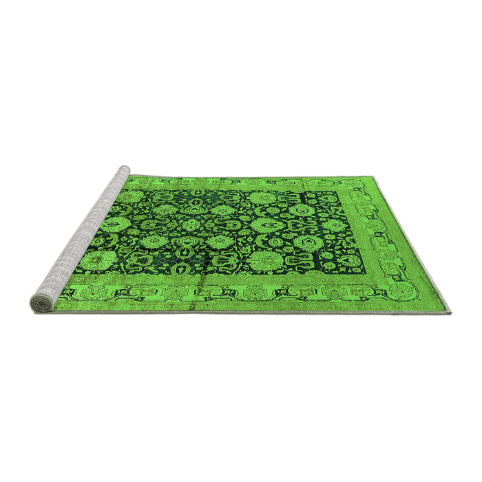 Sideview of Machine Washable Oriental Green Industrial Area Rugs, wshurb1756grn