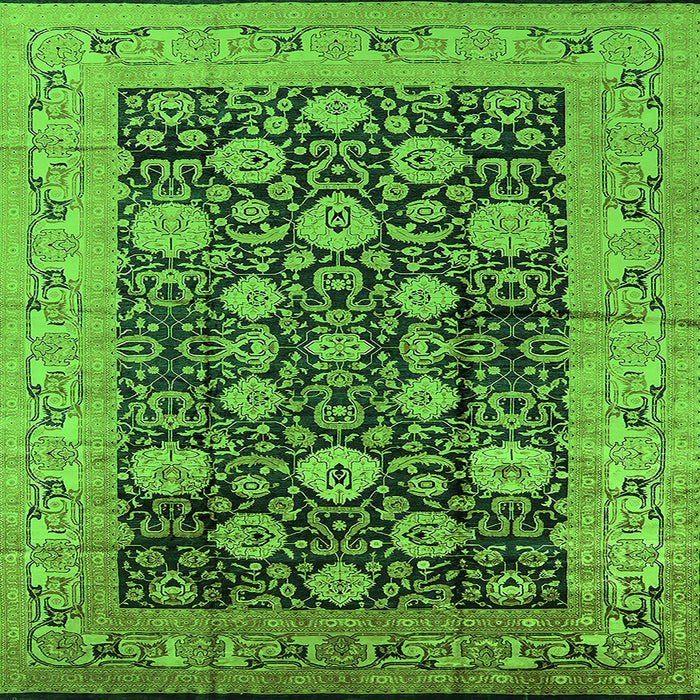 Square Oriental Green Industrial Rug, urb1756grn