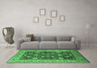 Machine Washable Oriental Emerald Green Industrial Area Rugs in a Living Room,, wshurb1756emgrn