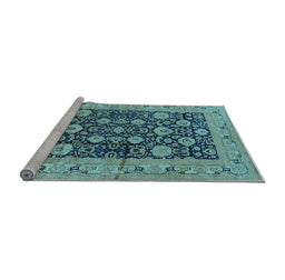 Sideview of Machine Washable Oriental Light Blue Industrial Rug, wshurb1756lblu