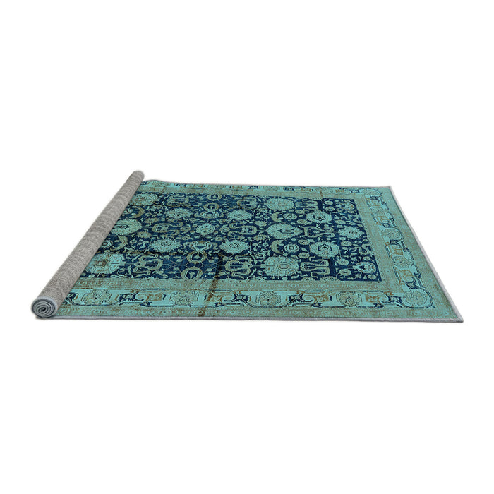 Sideview of Machine Washable Oriental Light Blue Industrial Rug, wshurb1756lblu