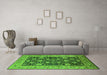 Machine Washable Oriental Green Industrial Area Rugs in a Living Room,, wshurb1756grn