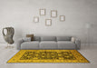 Machine Washable Oriental Yellow Industrial Rug in a Living Room, wshurb1756yw