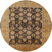 Round Machine Washable Industrial Modern Sangria Brown Rug, wshurb1757