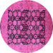 Round Machine Washable Oriental Pink Industrial Rug, wshurb1757pnk