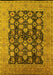 Machine Washable Oriental Yellow Industrial Rug, wshurb1757yw