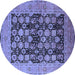 Round Oriental Blue Industrial Rug, urb1757blu