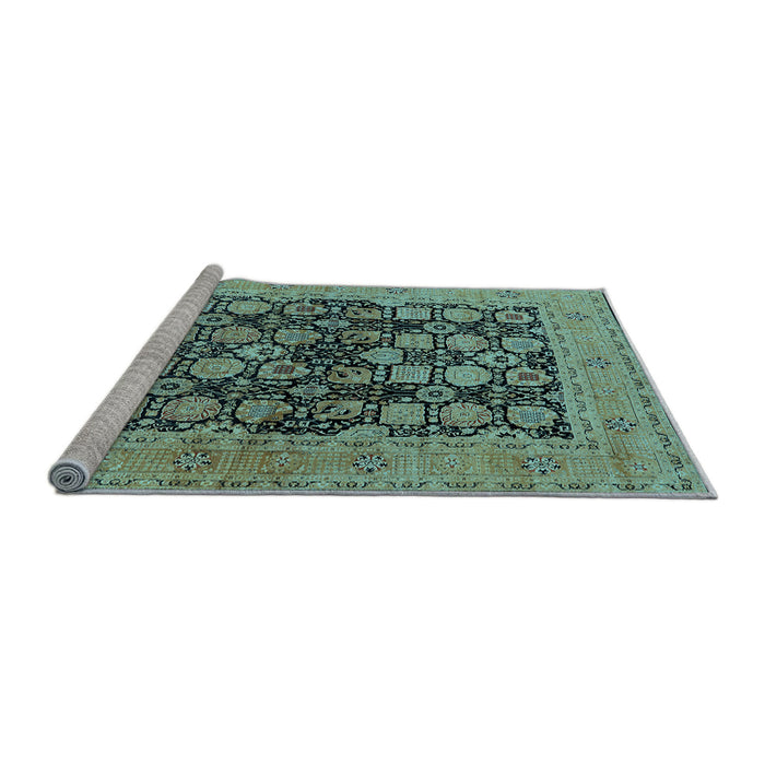 Sideview of Machine Washable Oriental Light Blue Industrial Rug, wshurb1757lblu