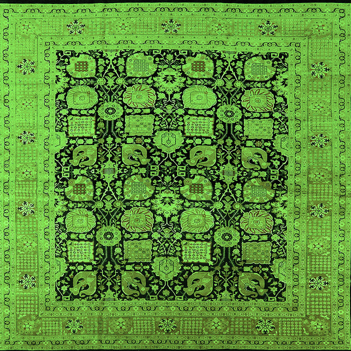 Square Oriental Green Industrial Rug, urb1757grn