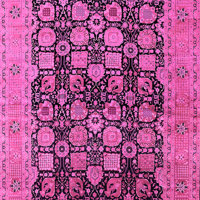 Machine Washable Oriental Pink Industrial Rug, wshurb1757pnk