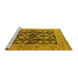 Sideview of Machine Washable Oriental Yellow Industrial Rug, wshurb1757yw