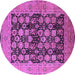 Round Machine Washable Oriental Purple Industrial Area Rugs, wshurb1757pur