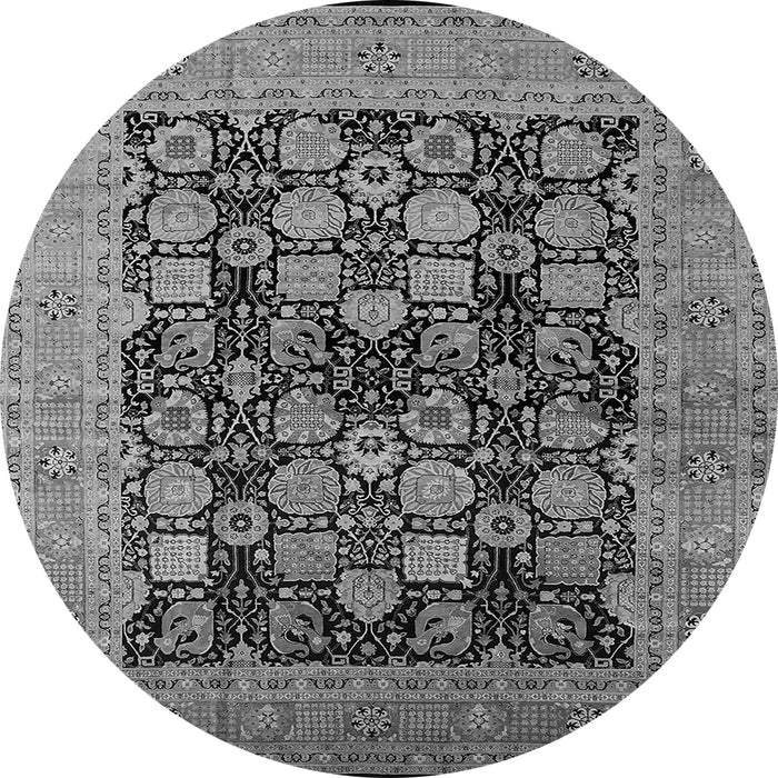 Round Oriental Gray Industrial Rug, urb1757gry