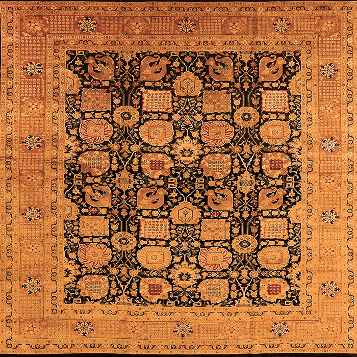 Square Machine Washable Oriental Orange Industrial Area Rugs, wshurb1757org