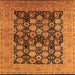 Square Machine Washable Oriental Orange Industrial Area Rugs, wshurb1757org