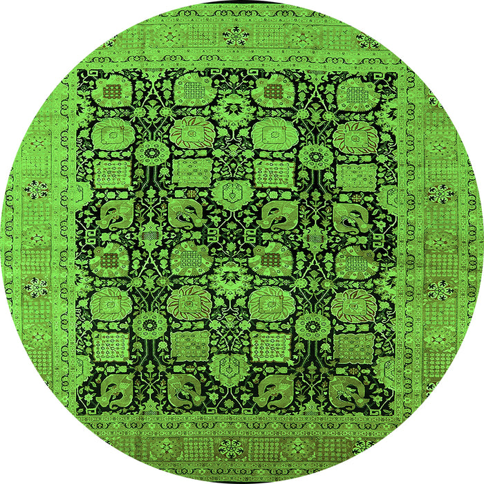 Round Oriental Green Industrial Rug, urb1757grn