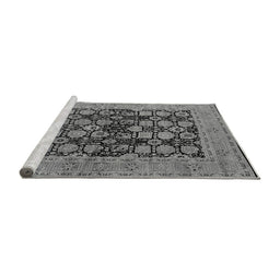 Sideview of Machine Washable Oriental Gray Industrial Rug, wshurb1757gry