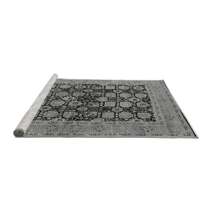 Sideview of Machine Washable Oriental Gray Industrial Rug, wshurb1757gry