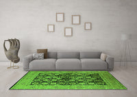 Machine Washable Oriental Green Industrial Rug, wshurb1757grn