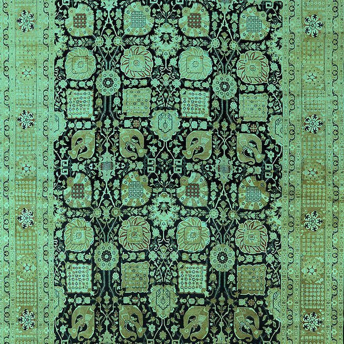 Machine Washable Oriental Turquoise Industrial Area Rugs, wshurb1757turq