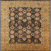 Square Mid-Century Modern Sangria Brown Oriental Rug, urb1757