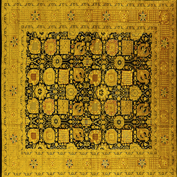 Square Oriental Yellow Industrial Rug, urb1757yw