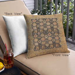 Front View of Mid-Century Modern Urban Square Sangria Brown Throw Pillow, 18 inch by 18 inch, pwurb1757