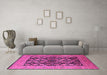 Machine Washable Oriental Pink Industrial Rug in a Living Room, wshurb1757pnk