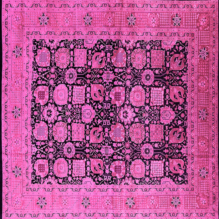 Square Machine Washable Oriental Pink Industrial Rug, wshurb1757pnk