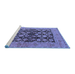 Sideview of Machine Washable Oriental Blue Industrial Rug, wshurb1757blu
