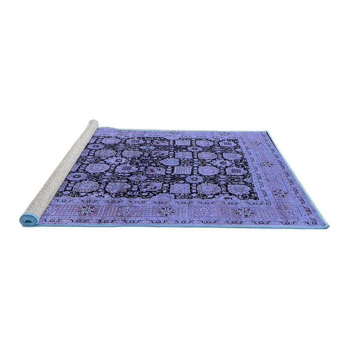 Sideview of Machine Washable Oriental Blue Industrial Rug, wshurb1757blu