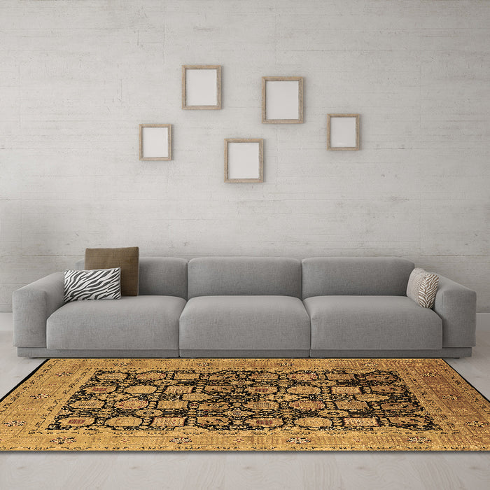 Machine Washable Oriental Brown Industrial Rug in a Living Room,, wshurb1757brn