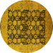 Round Oriental Yellow Industrial Rug, urb1757yw