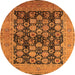 Round Oriental Orange Industrial Rug, urb1757org