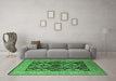 Machine Washable Oriental Emerald Green Industrial Area Rugs in a Living Room,, wshurb1757emgrn