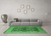 Machine Washable Oriental Emerald Green Industrial Rug, wshurb1757emgrn