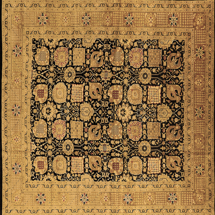 Square Oriental Brown Industrial Rug, urb1757brn
