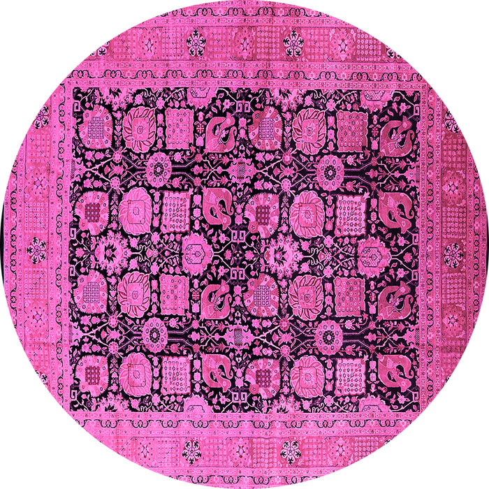 Round Oriental Pink Industrial Rug, urb1757pnk