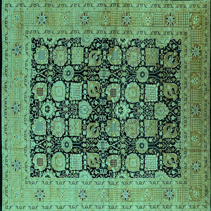 Square Oriental Turquoise Industrial Rug, urb1757turq
