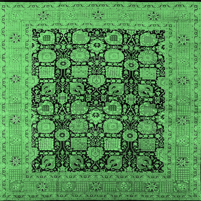 Square Oriental Emerald Green Industrial Rug, urb1757emgrn