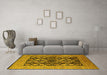 Machine Washable Oriental Yellow Industrial Rug in a Living Room, wshurb1757yw