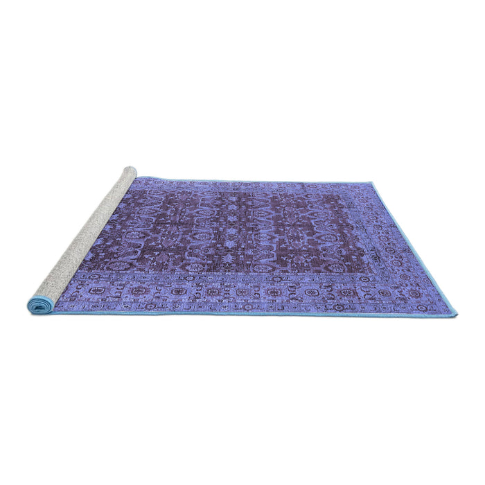 Sideview of Machine Washable Oriental Blue Industrial Rug, wshurb1758blu