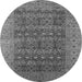 Round Oriental Gray Industrial Rug, urb1758gry