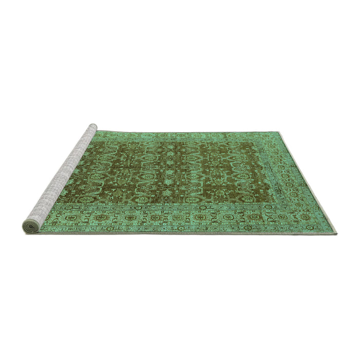 Sideview of Machine Washable Oriental Turquoise Industrial Area Rugs, wshurb1758turq