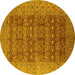 Round Oriental Yellow Industrial Rug, urb1758yw