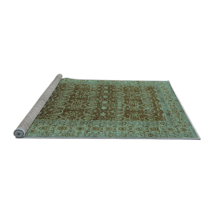 Sideview of Machine Washable Oriental Light Blue Industrial Rug, wshurb1758lblu