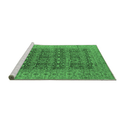 Sideview of Machine Washable Oriental Emerald Green Industrial Area Rugs, wshurb1758emgrn