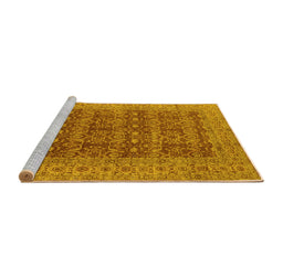 Sideview of Machine Washable Oriental Yellow Industrial Rug, wshurb1758yw